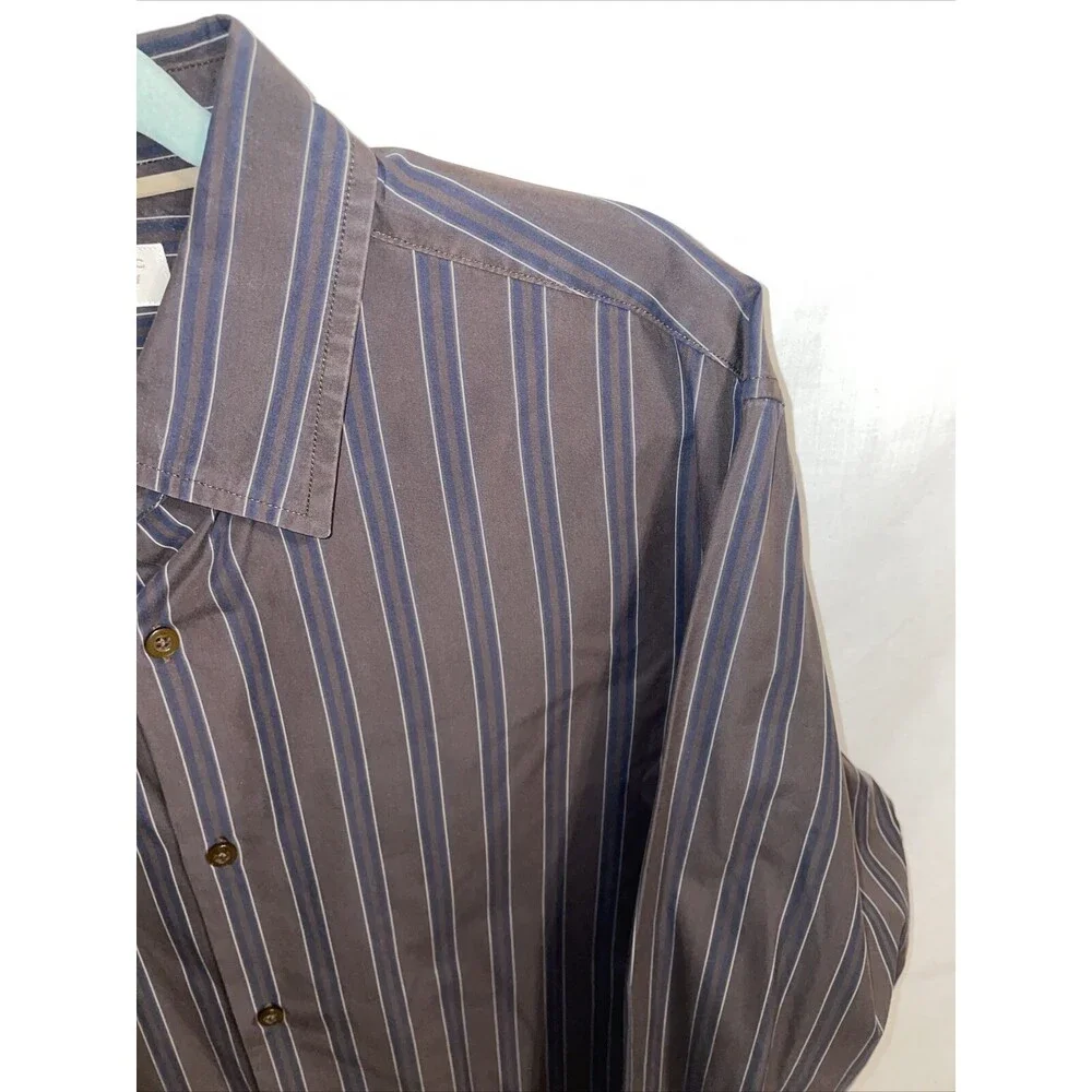 Banana Republic Dress Shirt Men’s Size Large Brown Striped Long Sleeve Button Up